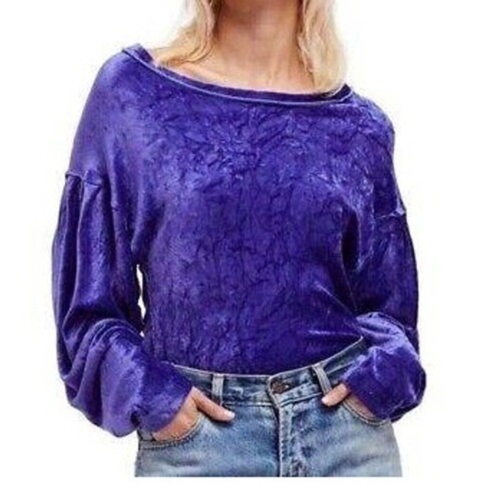 We‎ The Free Milan Purple Velour Long Sleeve Top XS